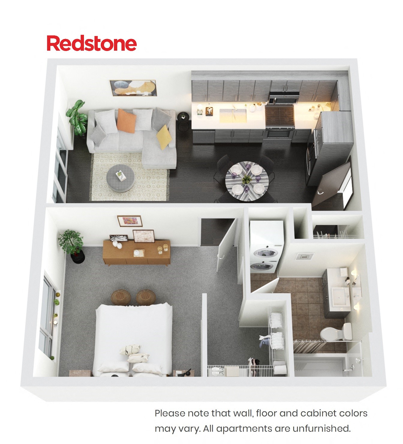 Floor plan for 1 bed, 1 bath